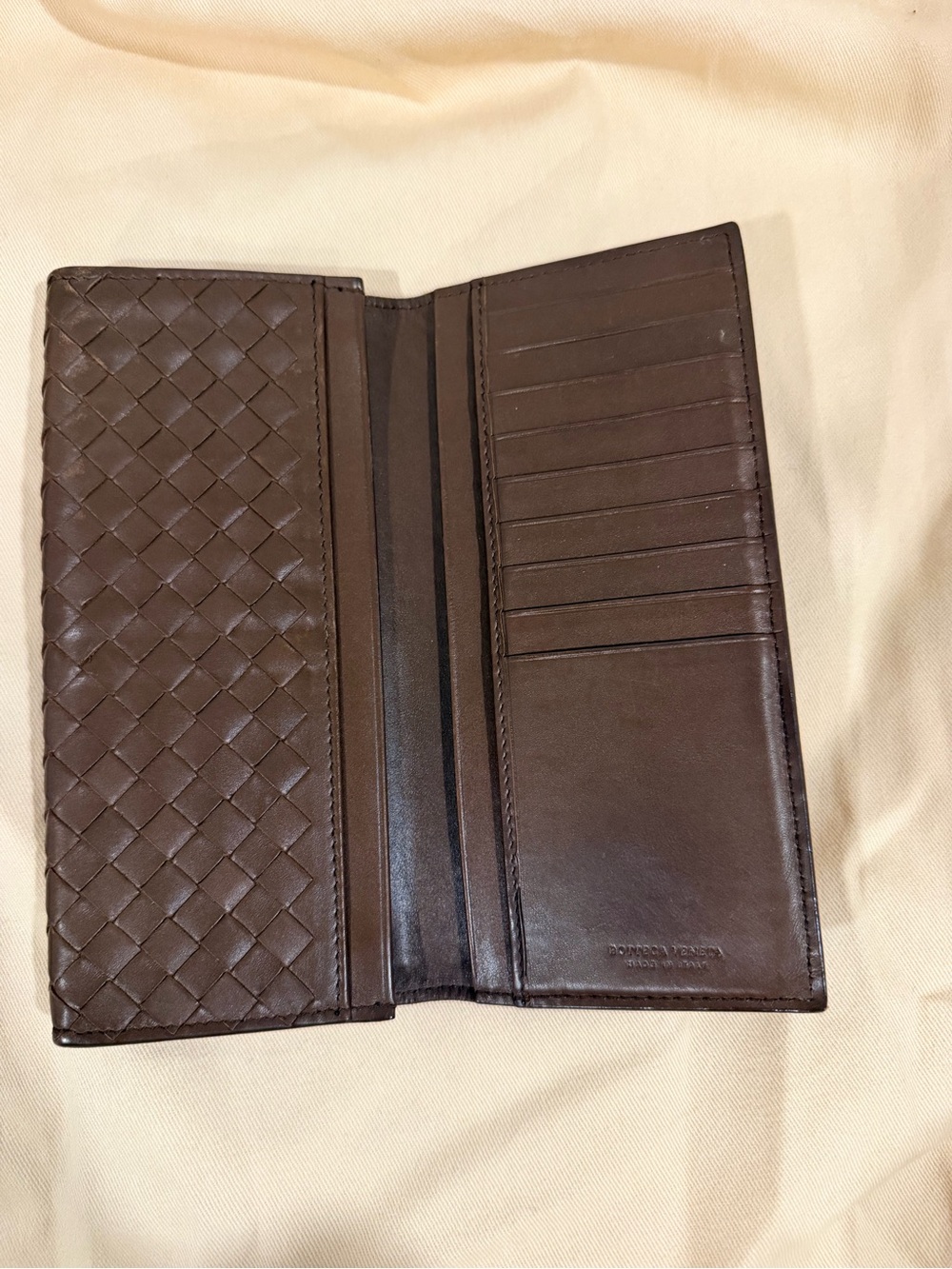 AUTHENTIC Bottega Veneta Intrecciato Long Leather Wallet - Dark Brown - Picture 2 of 2